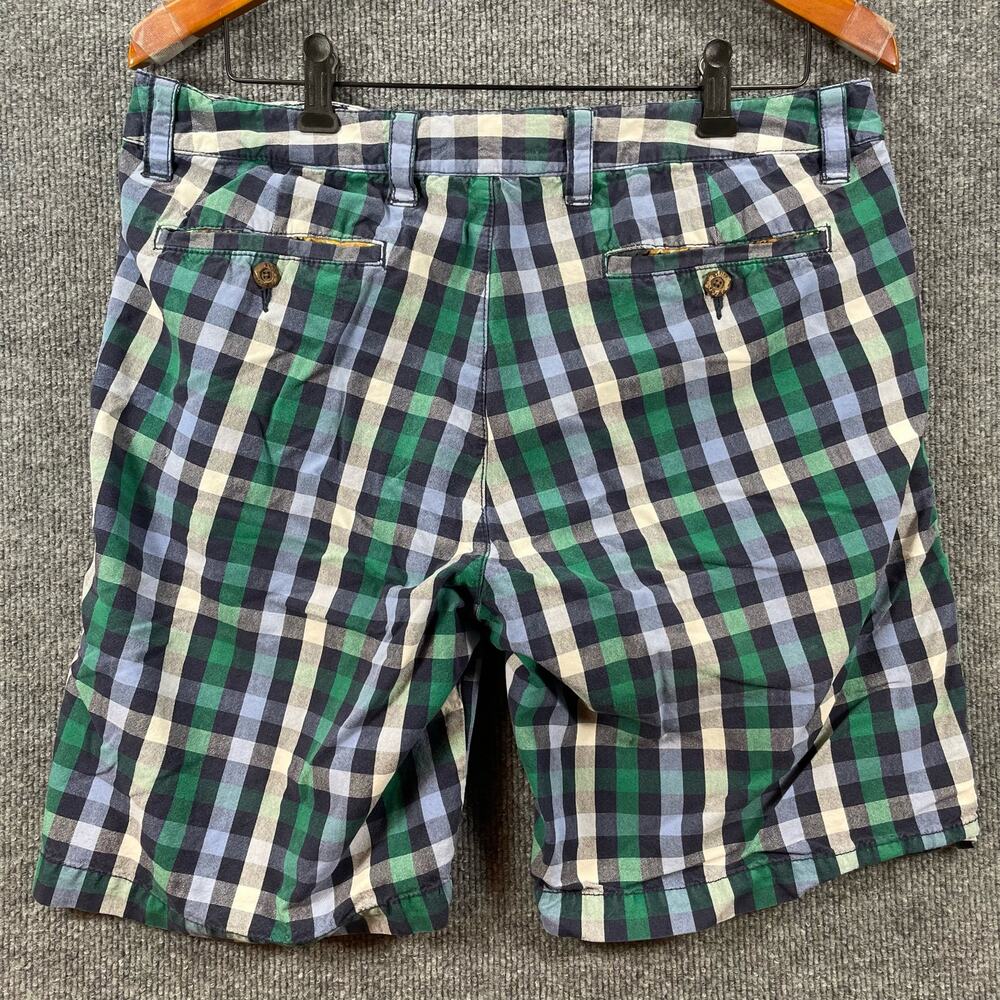 Tailor Vintage Casual Shorts Men's 34 Blue/Green Plaid Button Pockets - Picture 8 of 9